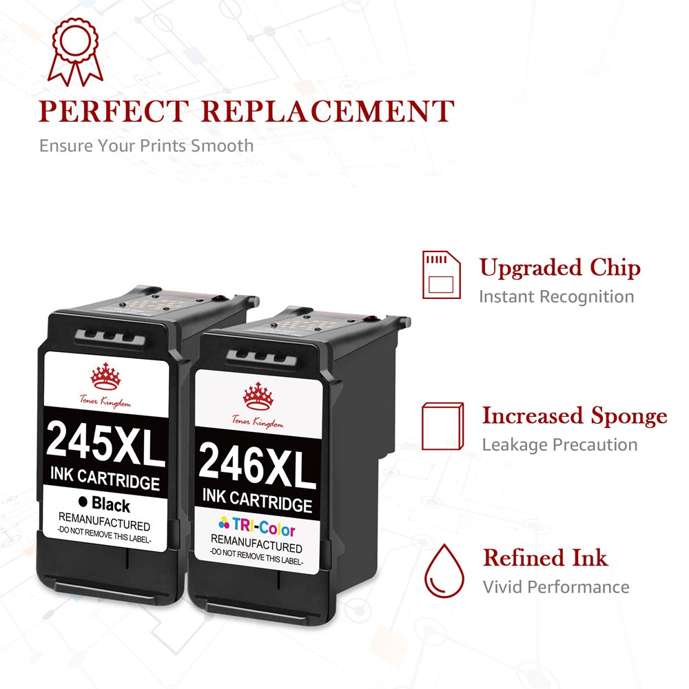 Compatible Canon PG-245XL CL-246XL ink Cartridge (1 Black 1 Color) -2 Pack