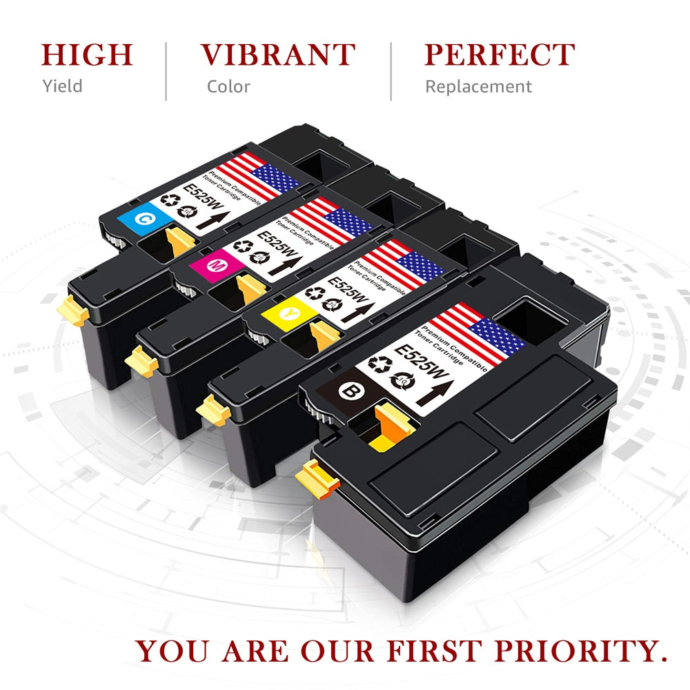 Compatible Dell E525w Toner Cartridge - 4 Pack
