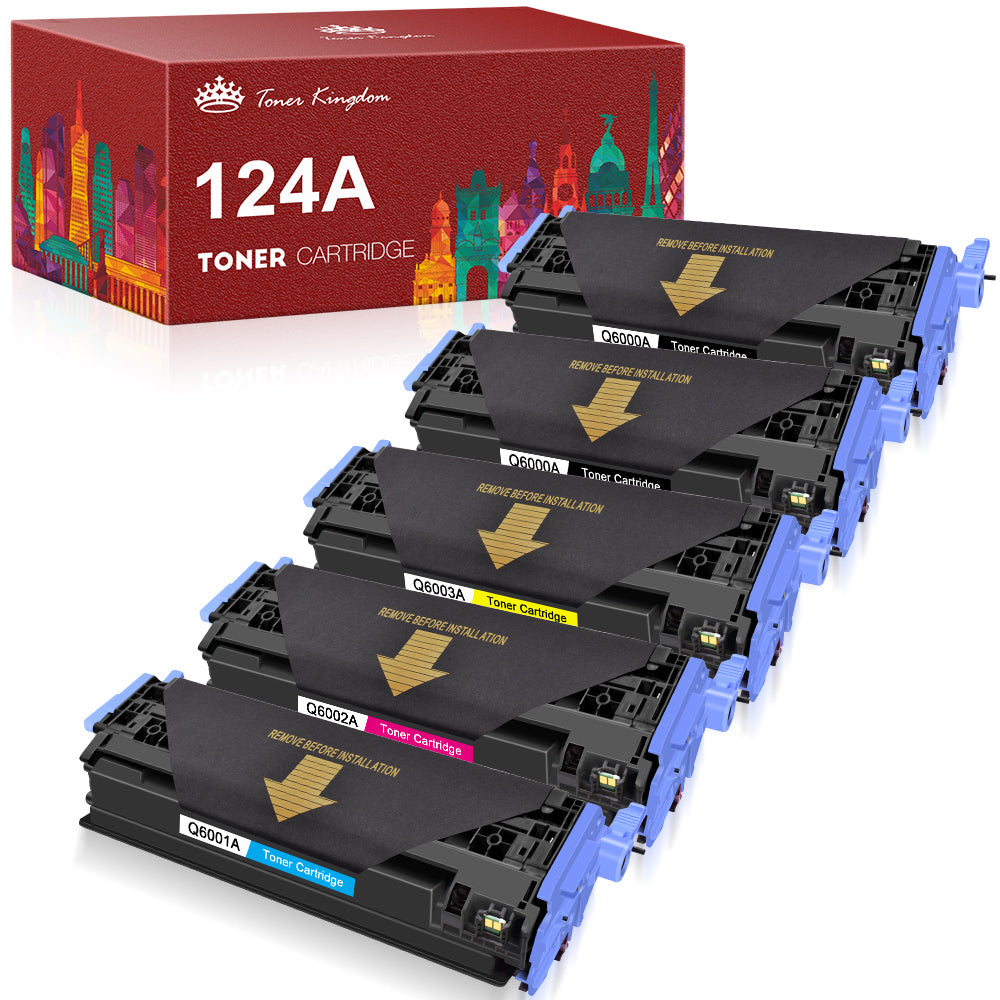 Compatible HP 124A Q6000A Q6001A Q6002A Q6003A Toner Cartridge -5 Pack
