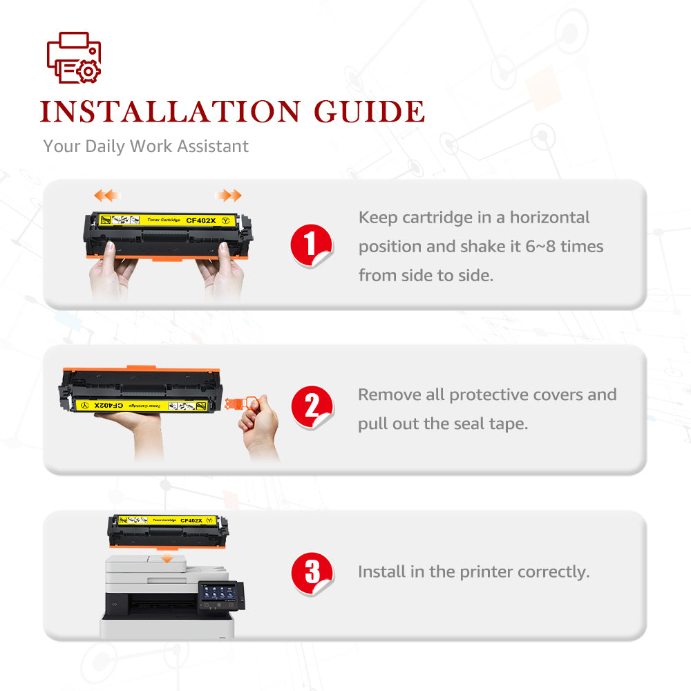 Compatible HP 201A 201X CF402X Yellow Toner Cartridge -1 Pack