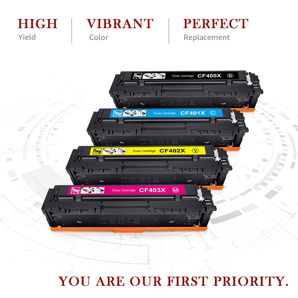 Compatible HP 201A CF400A 201X CF400X Toner Cartridge -4 Pack