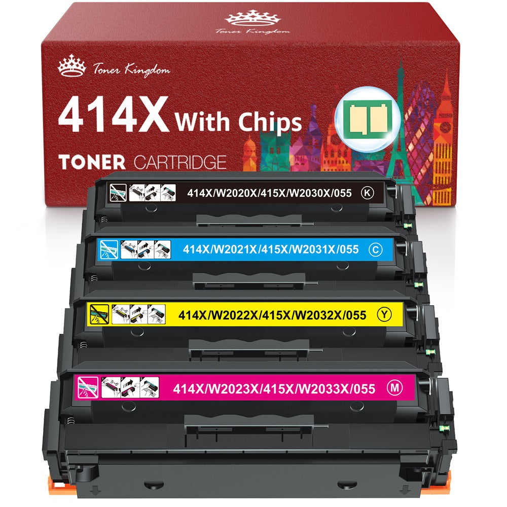 Compatible HP 414X W2022X Toner Cartridge with Chips - 4 Pack