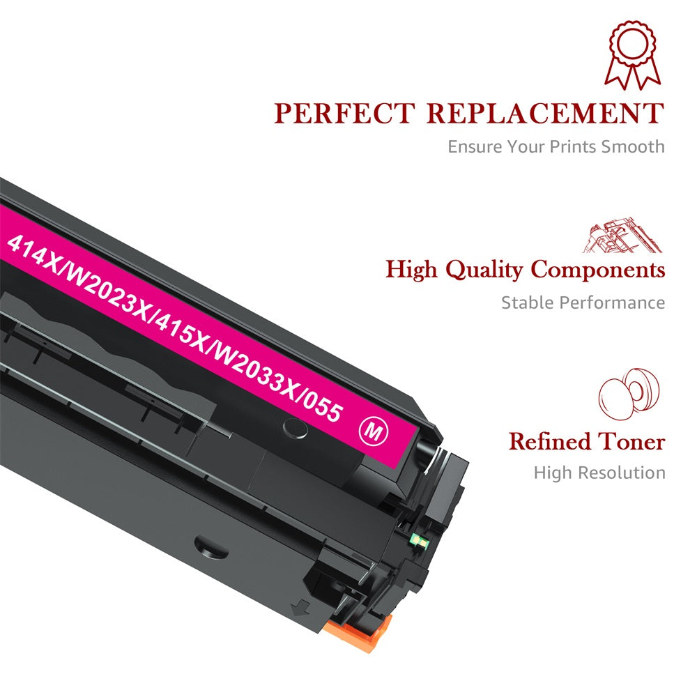 Compatible HP 414X W2022X Toner Cartridge with Chips - 4 Pack