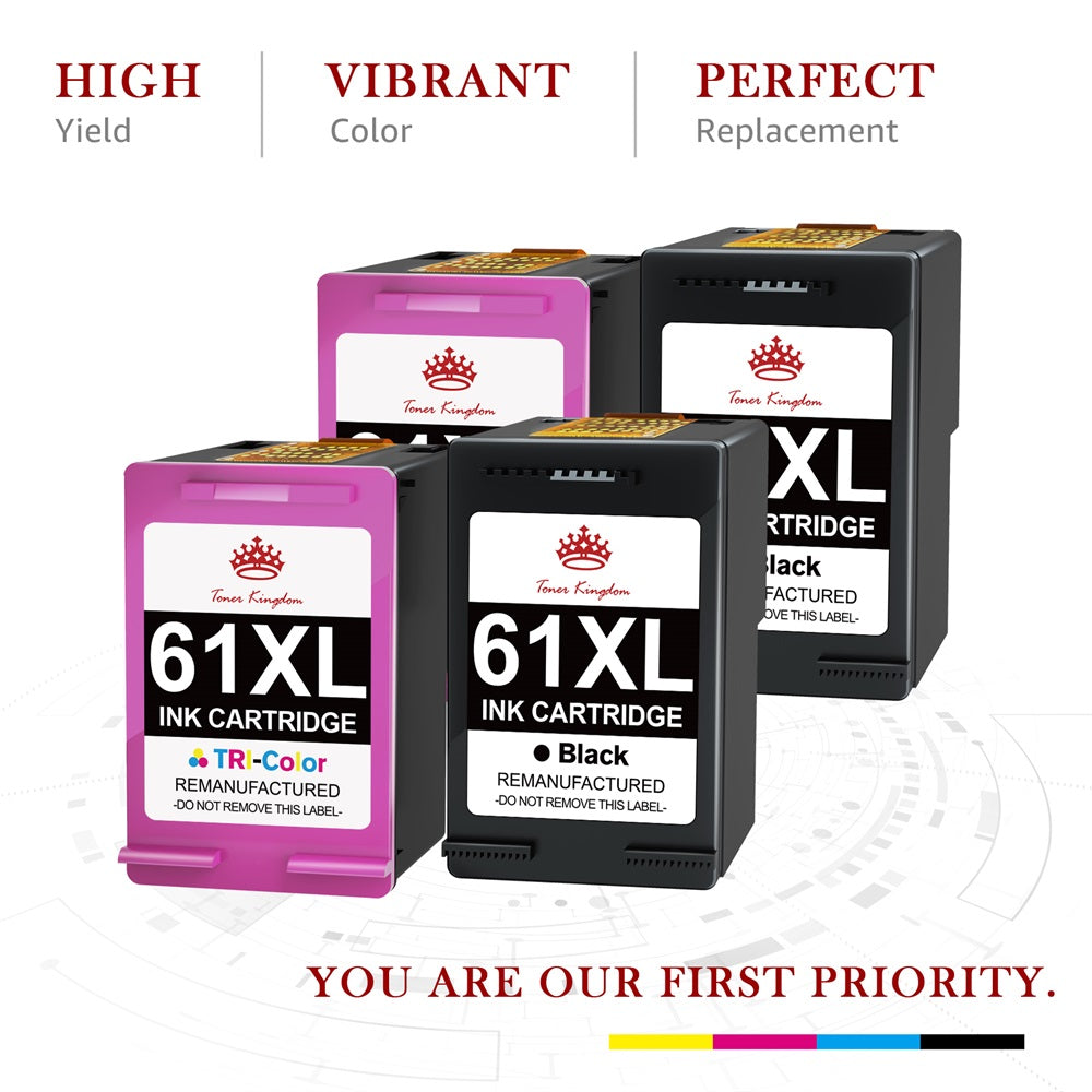 Compatible HP 61 61XL ink Cartridge (2 Black 2 Color) -4 Pack