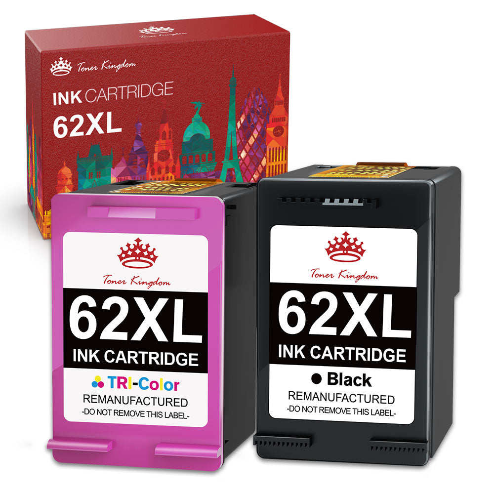 Compatible HP 62 62XL ink Cartridge (1 Black 1Color) -2 Pack
