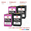Compatible HP 62 62XL ink Cartridge ( 2 Black 2 Color) -4 Pack
