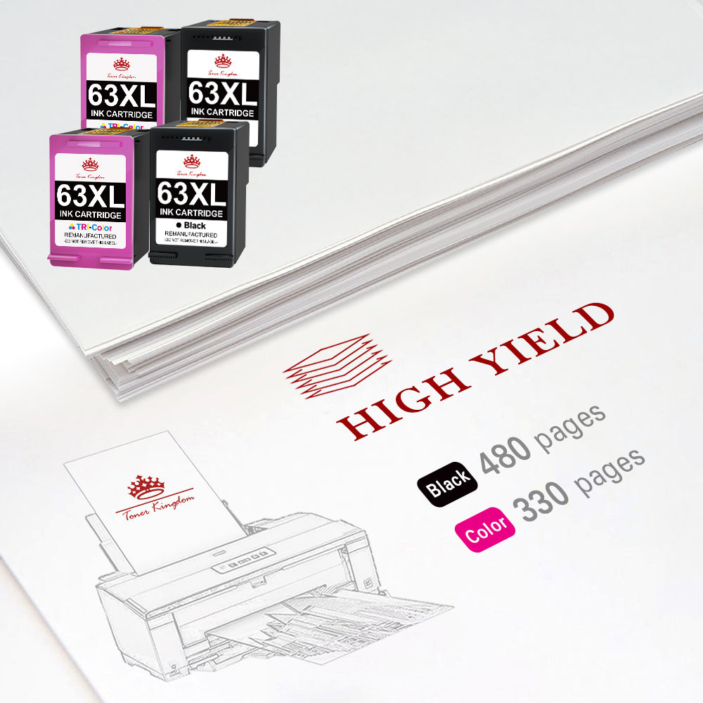 Compatible HP 63 63XL ink Cartridge (2 Black 2 Color) -4 Pack