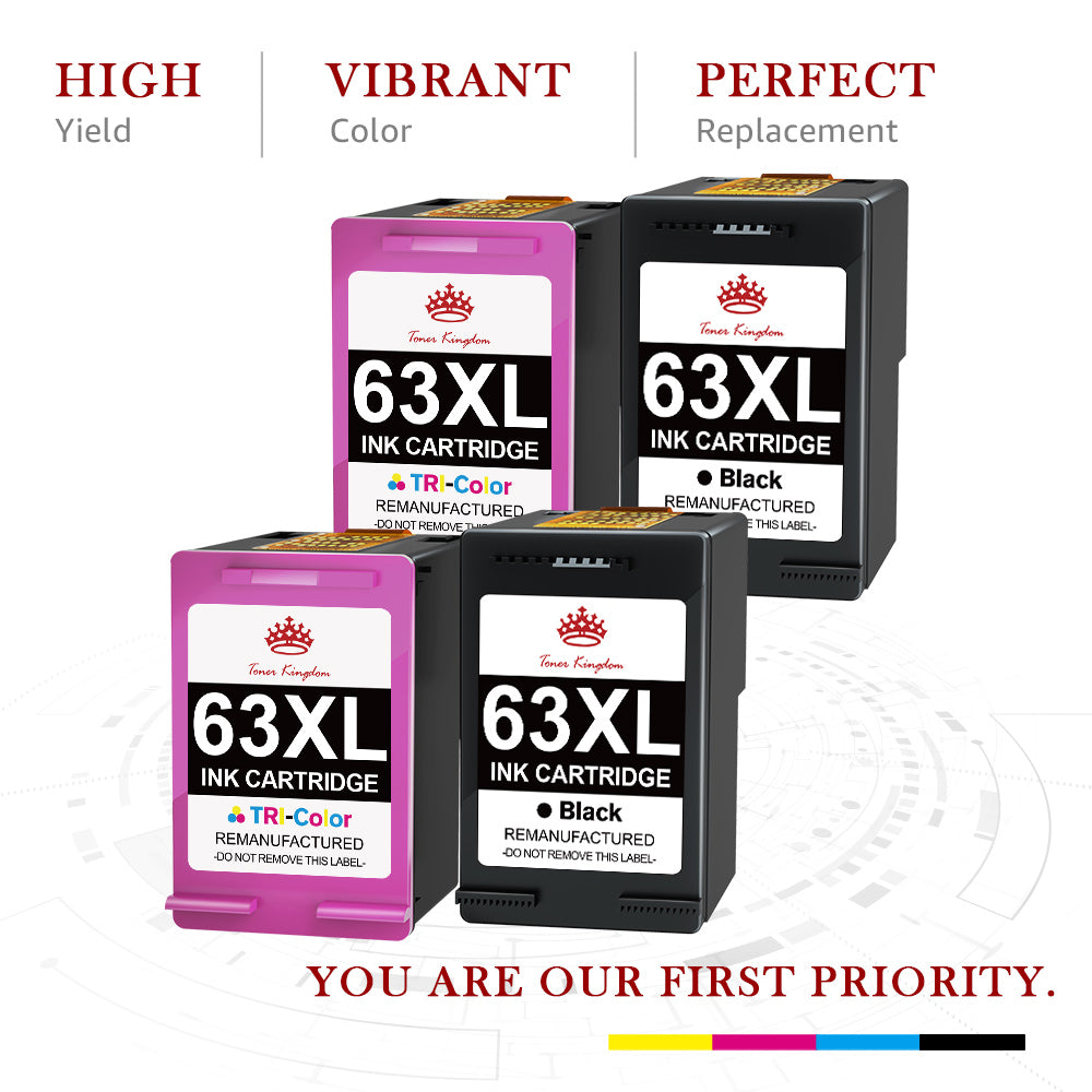 Compatible HP 63 63XL ink Cartridge (2 Black 2 Color) -4 Pack