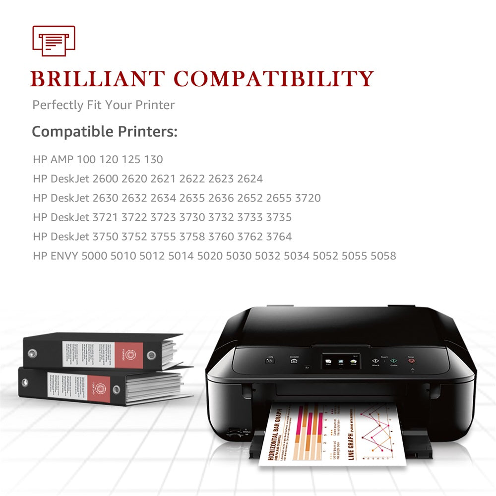 Compatible HP 65 65XL ink Cartridge (2 Black 1 Color) -3 Pack