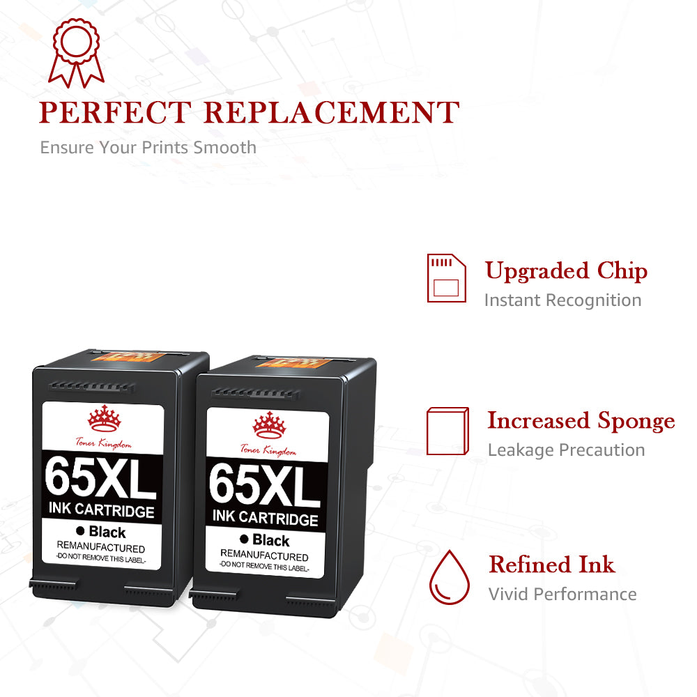 Compatible HP 65 65XL ink Cartridge (Black) -2 Pack