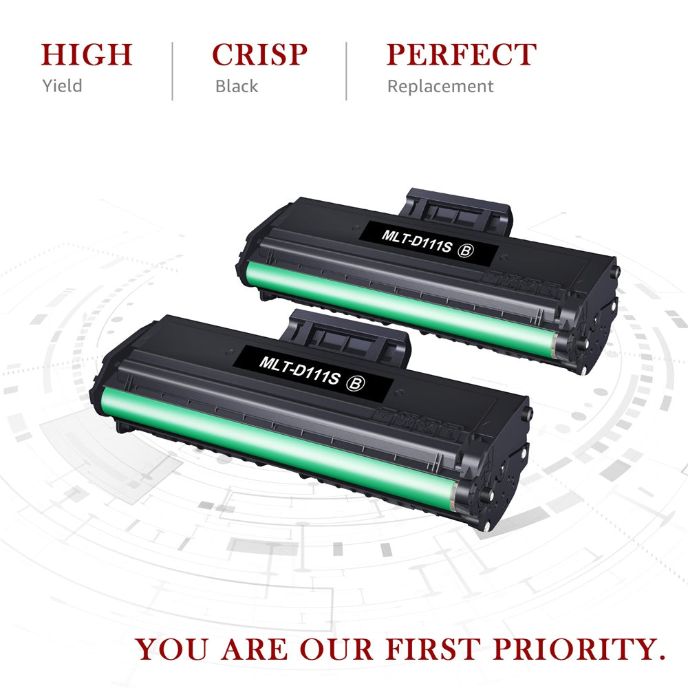 Compatible Samsung MLT-D111S MLT-D111L Black Toner Cartridge - 2 Pack