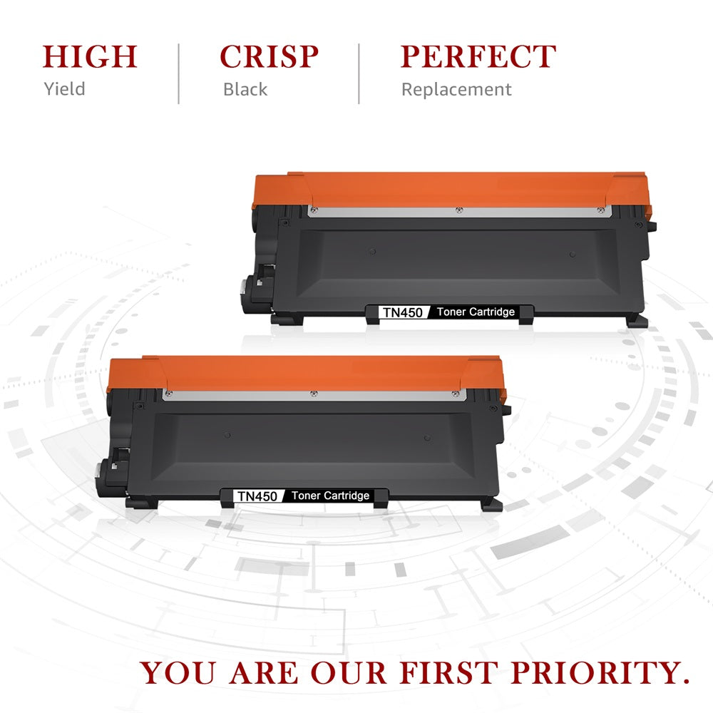 Compatible Brother TN450 TN420 High Yield Toner Cartridge -2 Pack