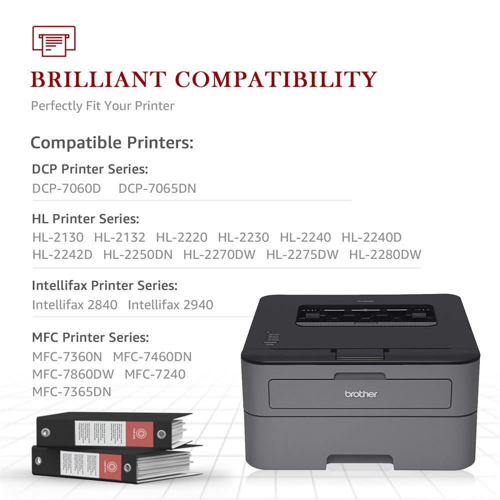 2-Pack Black Laser Toner Cartridges - TN450 Compatible For Brother HL-2240, HL-2230