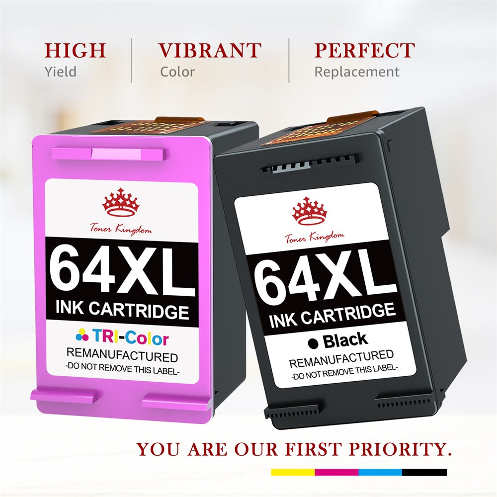 HP 64 64XL Remanufactured Ink Cartridge - 2 Pack