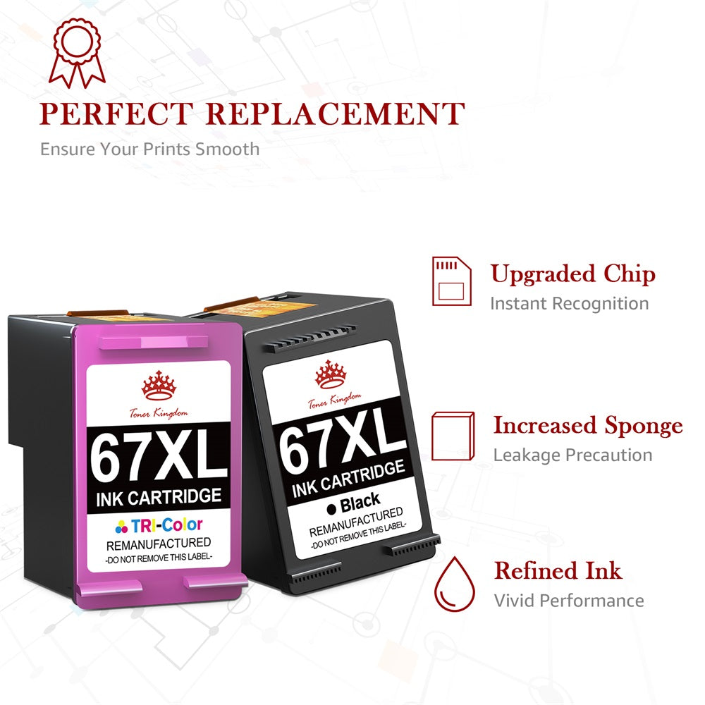 HP 67 67XL Remanufactured Ink Cartridge - 2 Pack