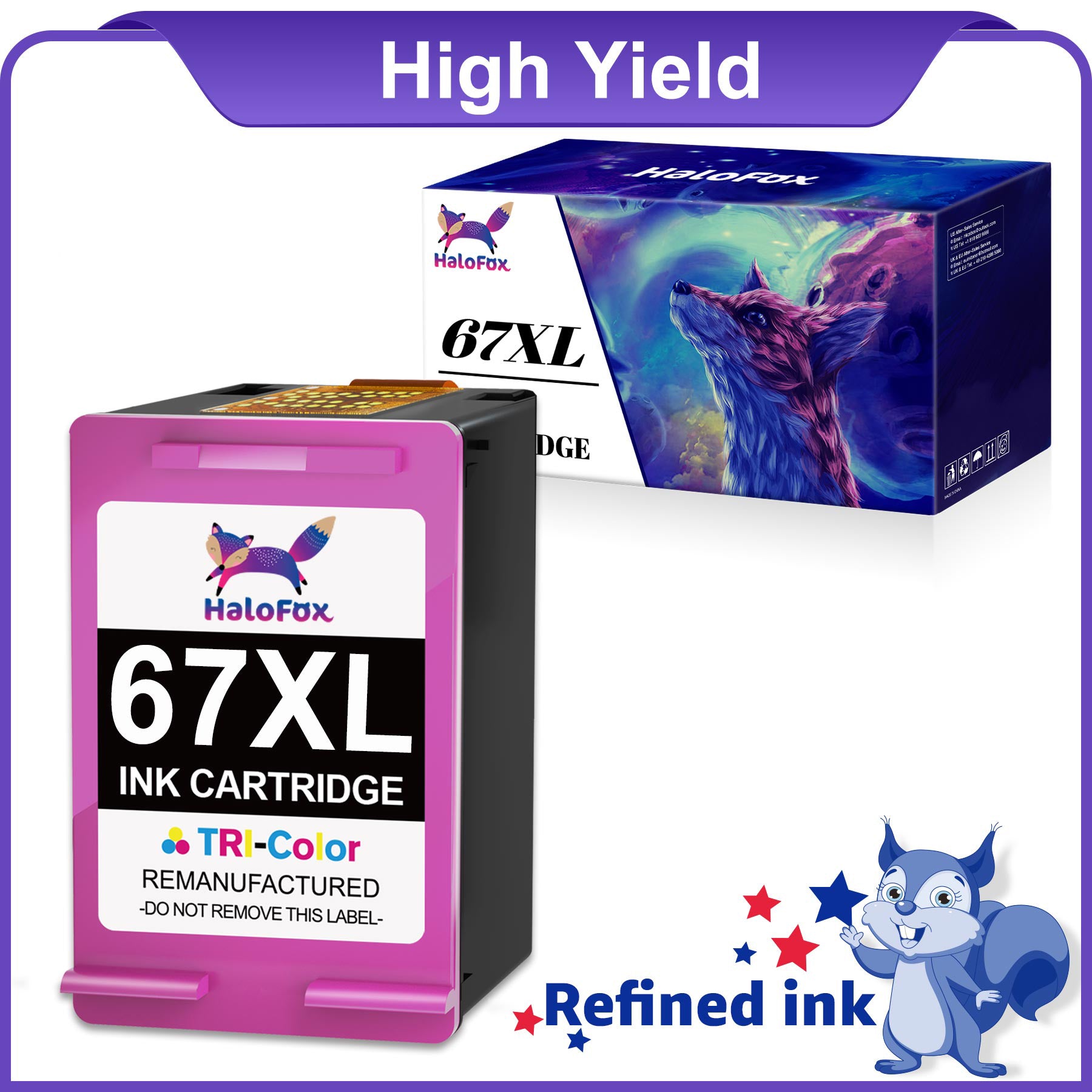 Halofox 67XL Ink Color Replacement for HP 67 Ink Cartridge
