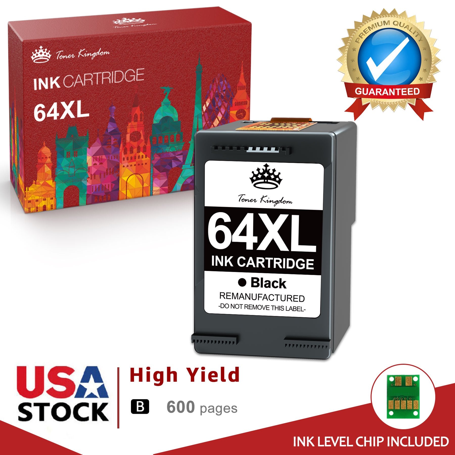 High Yield 64XL Black Ink Cartridge Replacement for HP Printer-1 pack