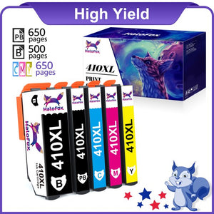 Halofox Ink Replacement for Epson 410 410XL Ink Cartridges for Expression (5 Pack)